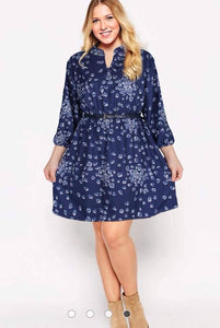 Jaffa U.s floral plus size dress ( with belt )