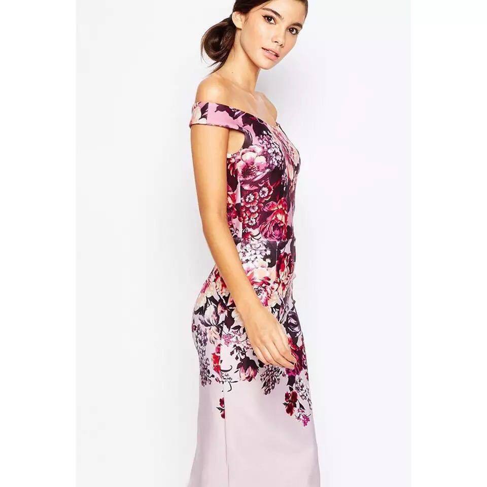 Gaia Pink Flora Bodycon Dress