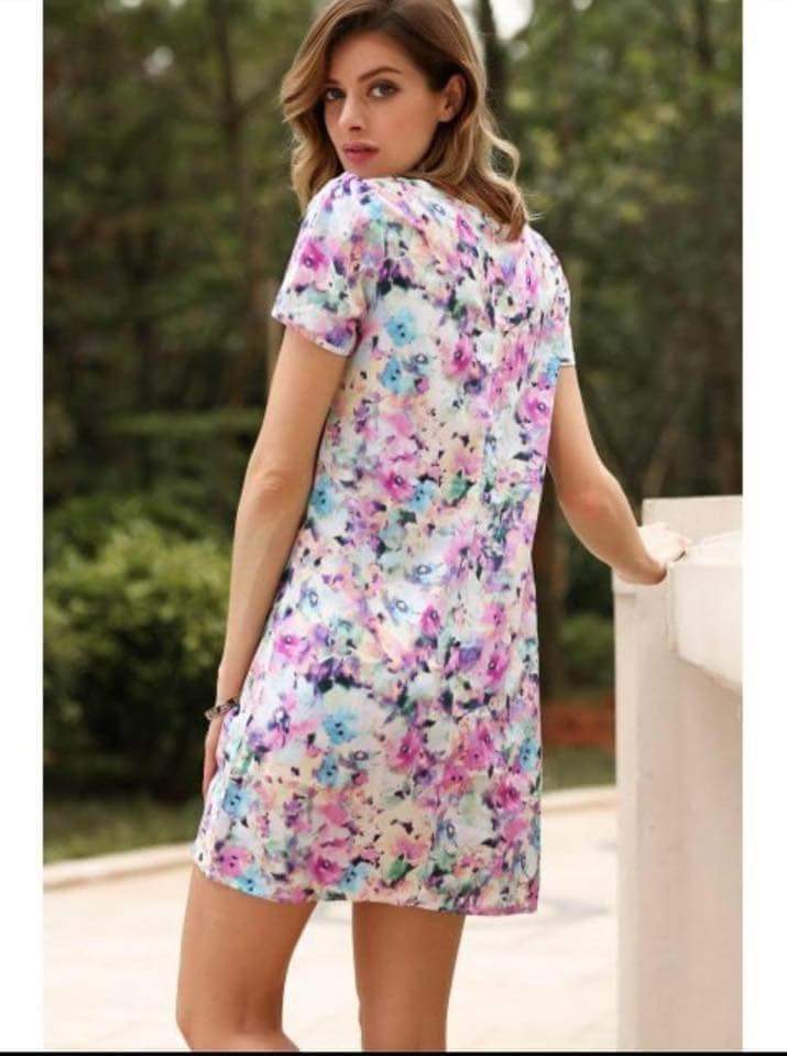 Painted Floral Pinkish Dress