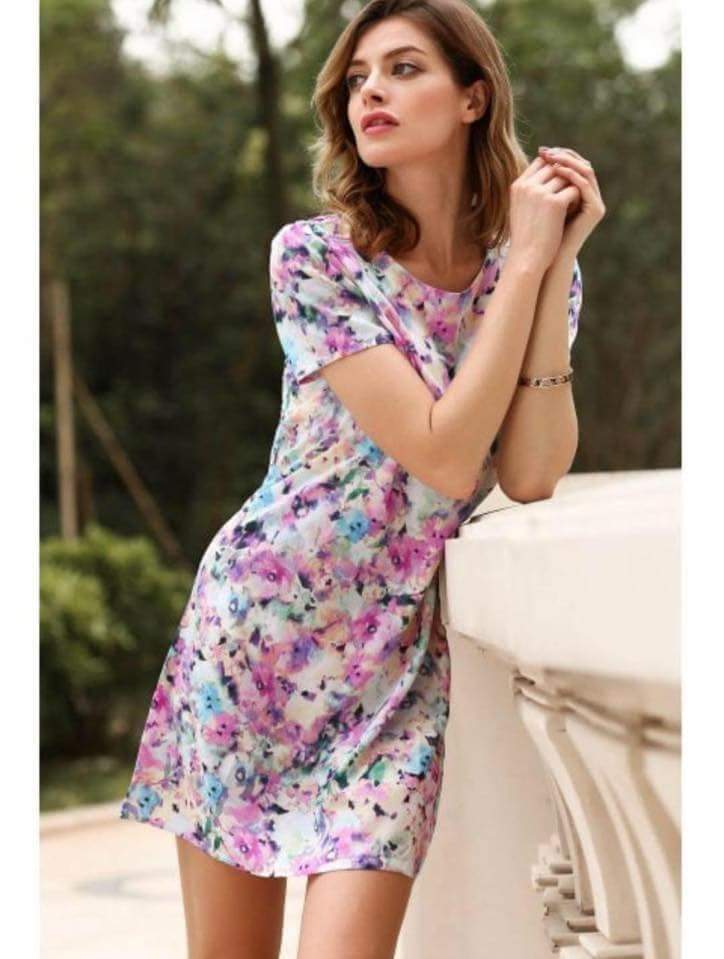 Painted Floral Pinkish Dress