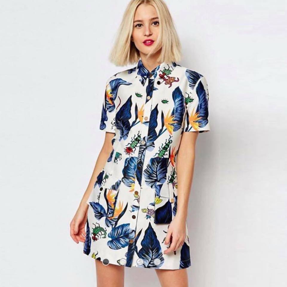 Plants & Insects Sleeve Dress