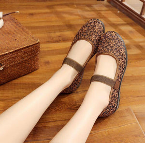 Catalina Floral Embossed Flat Shoes