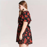 Redish Floral Plus SIze Dress