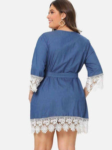 Duvessa Lace Denim Plus Size Dress