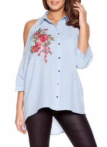 Floral Embroidered Cold Shoulder