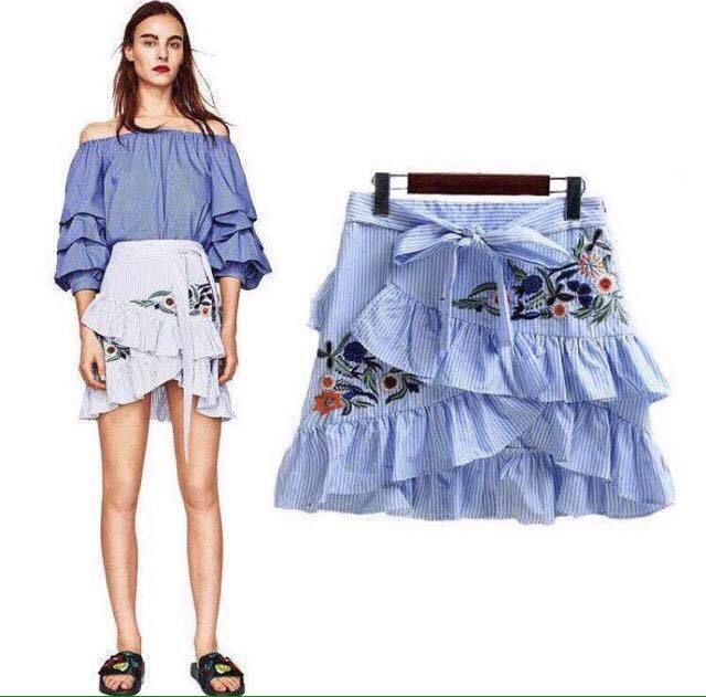 Nicole Embroidered Ruffle Skirt