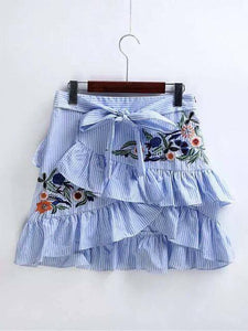 Nicole Embroidered Ruffle Skirt