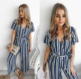 Fantasia Overlap Stripe Jumpsuit