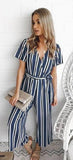 Fantasia Overlap Stripe Jumpsuit