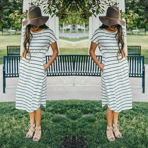 Fairy Stripe Cotton Dress with Pocket