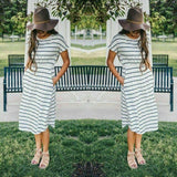 Fairy Stripe Cotton Dress with Pocket