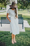 Fairy Stripe Cotton Dress with Pocket